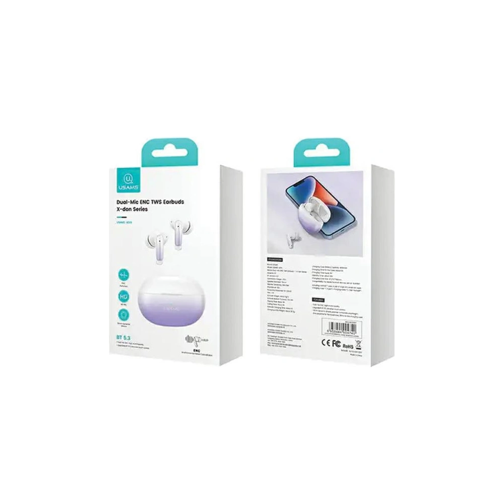 Hurtownia GSM - USAMS X-don Series ENC TWS Bluetooth 5.3 vezeték nélküli fülhallgató, fiolet gradient/purple blue - USA1033 - {ean13} - Hurt