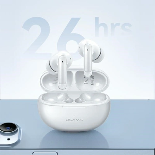 Bezprzewodowe słuchawki dokanałowe USAMS X-don Series Dual mic ENC TWS Bluetooth 5.3 biały/white