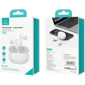 Wholesale USAMS X-don Series wireless in-ear headphones Dual mic ENC TWS Bluetooth 5.3 white - USA1035 - {ean13} - Hurt