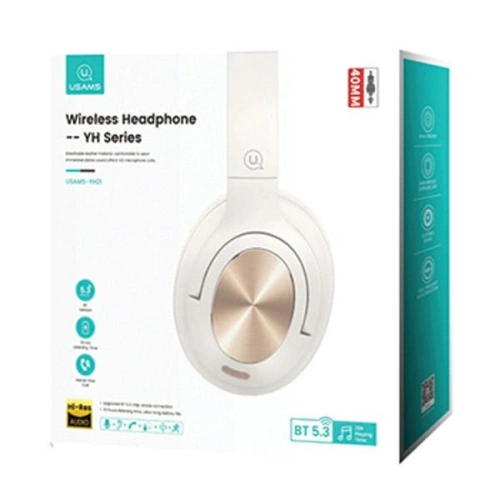 Bezprzewodowe słuchawki nauszne USAMS US-YH Series Bluetooth 5.3 beżowy/beige