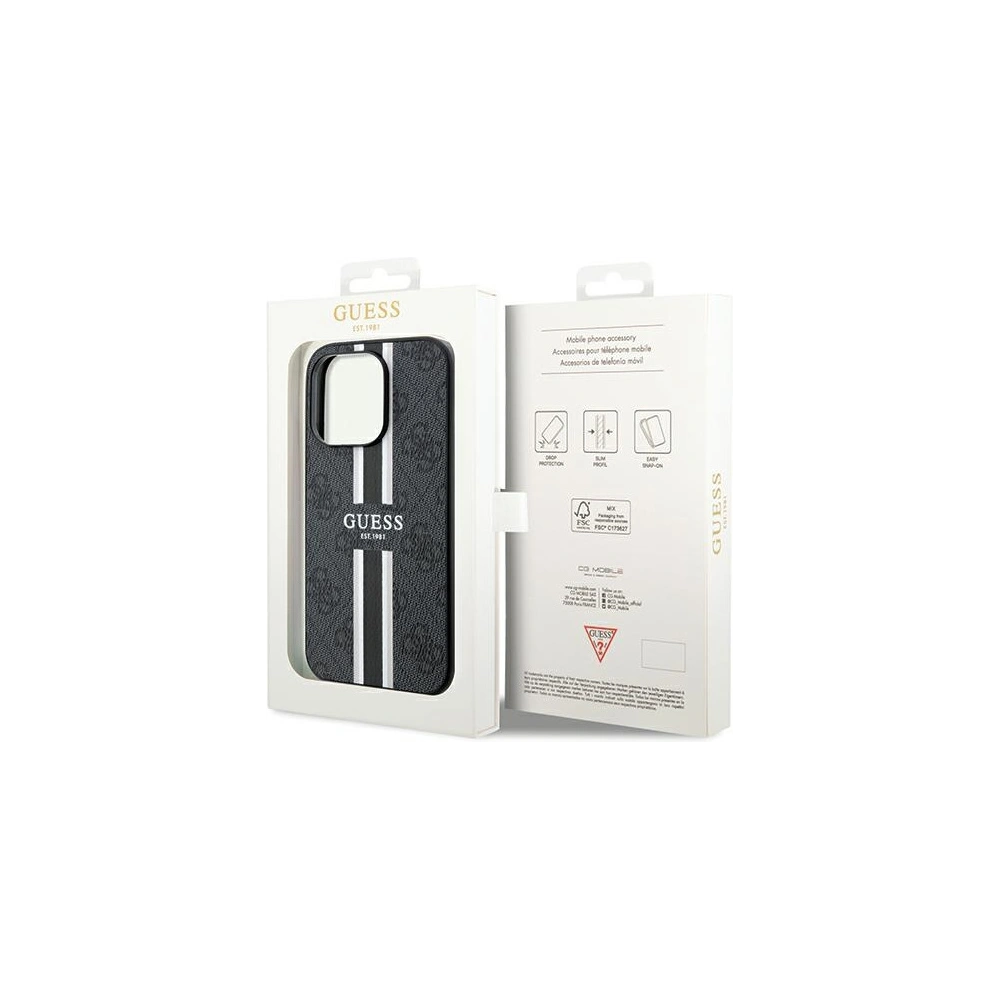 Wholesale Guess GUHMP15XP4RPSK Apple iPhone 15 Pro Max hardcase 4G Printed Stripes MagSafe black - GUE3138 - {ean13} - Hurt