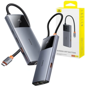 Wholesale Baseus Metal Gleam 2 Series hub 6in1 USB-C / 2xUSB-A 3.0, USB-C, USB-C PD, HDMI, Ethernet RJ45 - BSU4826 - {ean13} - Hurt