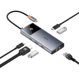 Hurtownia GSM - Adapter 6w1 Baseus Metal Gleam 2 Series Hub USB-C / 2xUSB-A 3.0, USB-C, USB-C PD, HDMI, Ethernet RJ45 - BSU4826 - {ean13} - Hurt