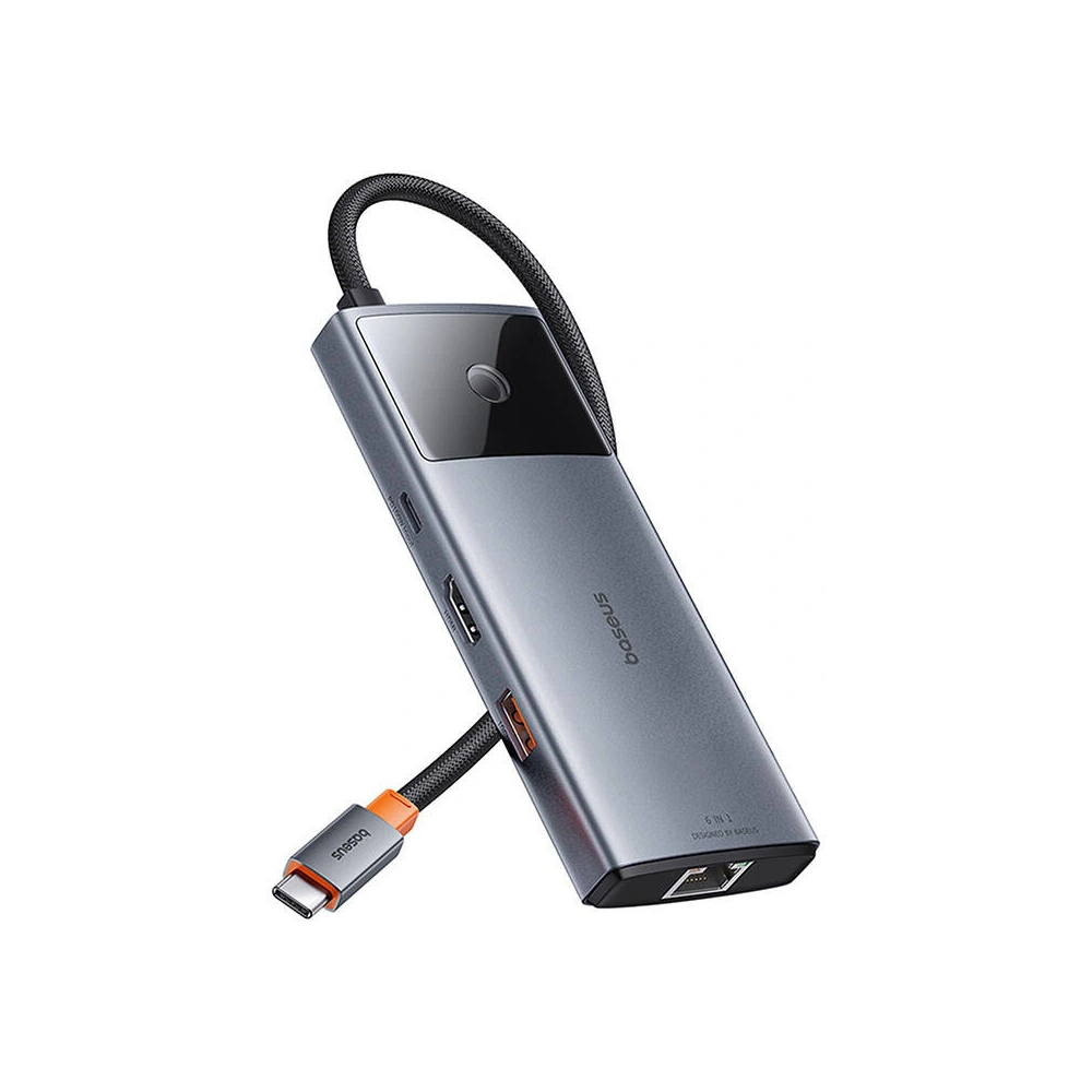 Hurtownia GSM - Adapter 6w1 Baseus Metal Gleam 2 sorozat hub USB-C / 2xUSB-A 3.0, USB-C, USB-C PD, HDMI, Ethernet RJ45 - BSU4826 - {ean13} - Hurt