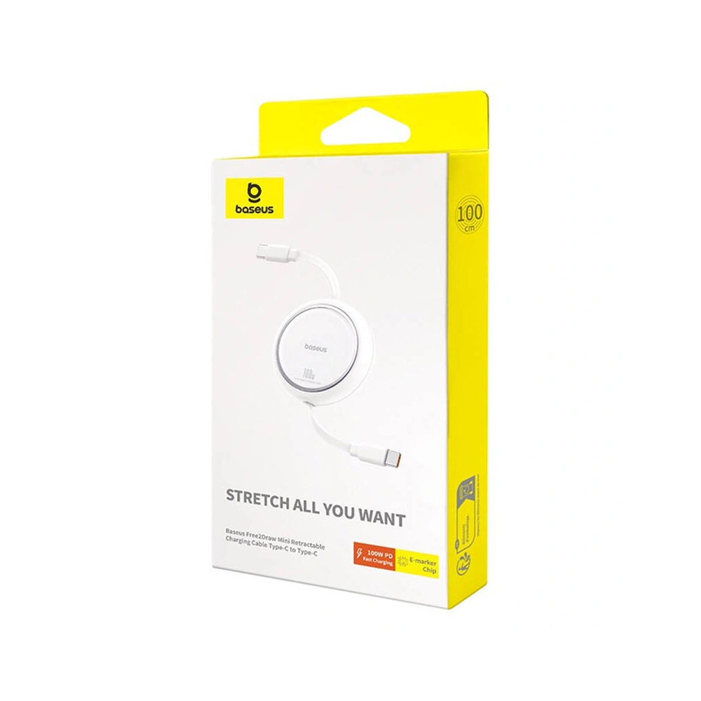 Hurtownia GSM - Kabel Baseus Free2Draw USB-C / USB-C PD 100W 1m bílý - BSU4839 - {ean13} - Hurt