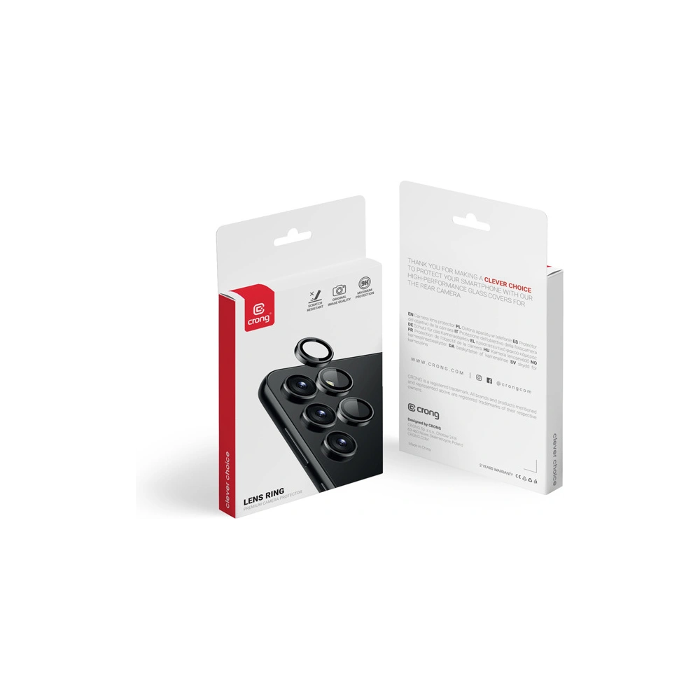 Hurtownia GSM - Sticlă securizată pentru obiectivul aparatului Crong Lens Ring Samsung Galaxy S24+ Plus negru - CRG692 - {ean13} - Hurt
