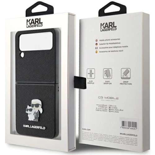 Etui Karl Lagerfeld KLHCZF4SAKCNPK Samsung Galaxy Z Flip4 hardcase Saffiano Karl&Choupette Pin czarny/black