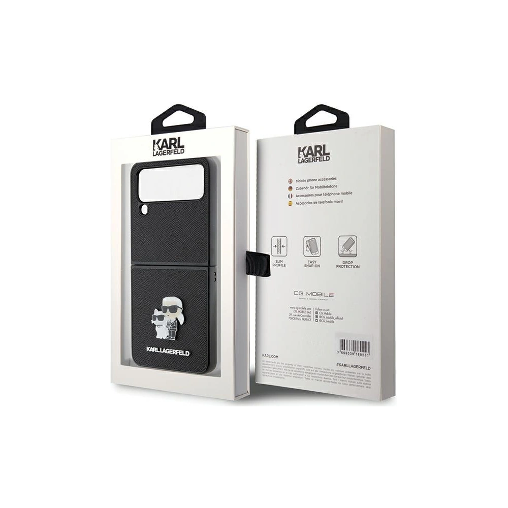 Hurtownia GSM - Etui Karl Lagerfeld KLHCZF4SAKCNPK Samsung Galaxy Z Flip4 kemény tok Saffiano Karl&Choupette Pin fekete/black - KLD1866 - {ean13} - Hurt