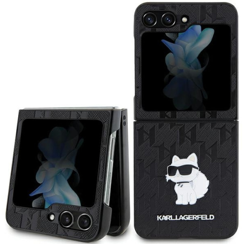 Karl Lagerfeld Distributor - 3666339174668 - KLD1867 - Karl Lagerfeld KLHCZF5SAPCHNPK Samsung Galaxy Z Flip5 hardcase Saffiano Monogram Choupette Pin black - B2B homescreen