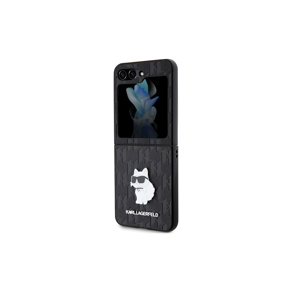 Hurtownia GSM - Tok Karl Lagerfeld KLHCZF5SAPCHNPK Samsung Galaxy Z Flip5 kemény tok Saffiano Monogram Choupette Pin fekete/black - KLD1867 - {ean13} - Hurt