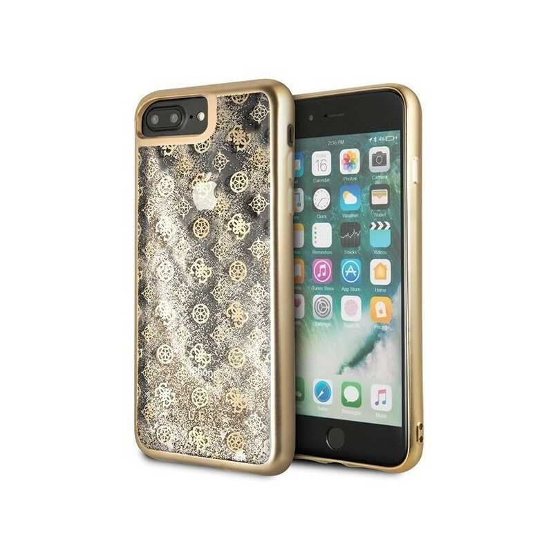Guess Distributor - 3700740448526 - GUE130GLD - Guess GUHCI8LPEOLGGO iPhone 7/8 Plus gold hard case 4G Peony Liquid Glitter - B2B homescreen