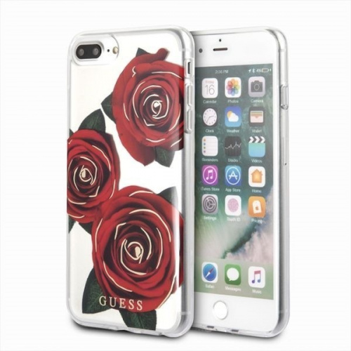 Etui Guess GUHCI8LROSTR Apple iPhone 7/8 Plus transparent hard case Flower Desire red rose