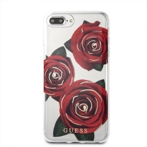 Hurtownia GSM - Guess Apple Case GUHCI8LROSTR iPhone 7/8 Plus transparentes Hartschalenetui Flower Desire rote Rose - GUE131RED - {ean13} - Hurt