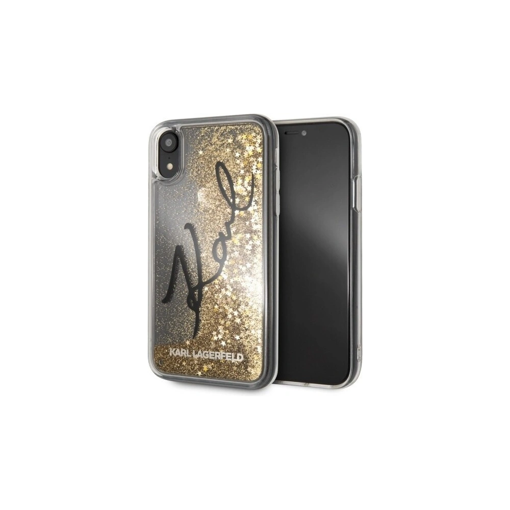 Hurtownia GSM - Karl Lagerfeld KLHCI61TRKSIGGO iPhone Xr złoty/gold hard case Signature Liquid Glitter Stars - KLD031GLD - {ean13} - Hurt