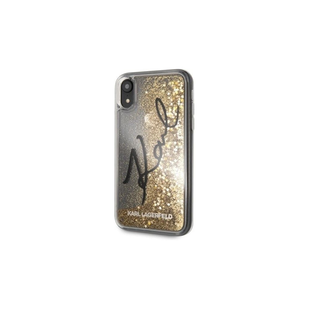 Hurtownia GSM - Karl Lagerfeld KLHCI61TRKSIGGO iPhone Xr złoty/gold hard case Signature Liquid Glitter Stars - KLD031GLD - {ean13} - Hurt