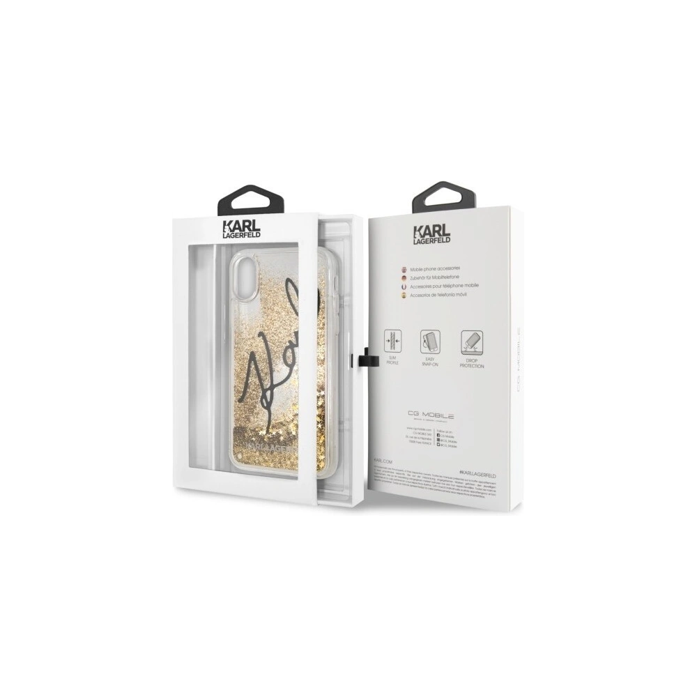 Hurtownia GSM - Karl Lagerfeld KLHCI61TRKSIGGO iPhone Xr złoty/gold hard case Signature Liquid Glitter Stars - KLD031GLD - {ean13} - Hurt
