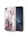 Karl Lagerfeld KLHCI61TRKSIGPI iPhone Xr różowy/pink hard case Signature Liquid Glitter Stars