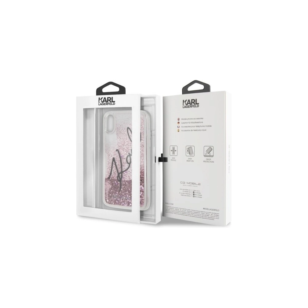Hurtownia GSM - Karl Lagerfeld KLHCI61TRKSIGPI iPhone Xr różowy/pink hard case Signature Liquid Glitter Stars - KLD032PNK - {ean13} - Hurt