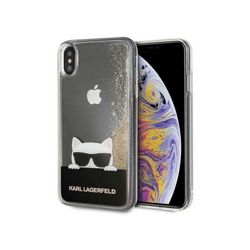 Karl Lagerfeld Distributor - 3700740443507 - KLD038GLD - Karl Lagerfeld KLHCI65CHPEEGO iPhone Xs Max gold hard case Liquid Glitter - B2B homescreen