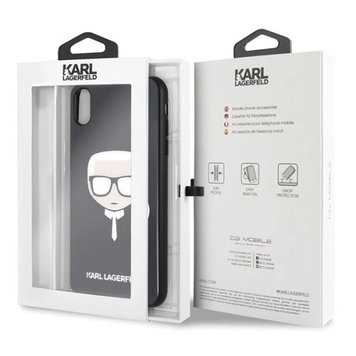 Karl Lagerfeld KLHCI65DLHBK iPhone Xs Max czarny/black Iconic Glitter Karl`s Head