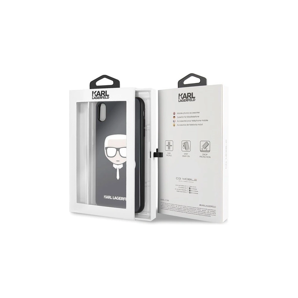 Hurtownia GSM - Karl Lagerfeld KLHCI65DLHBK iPhone Xs Max czarny/black Iconic Glitter Karl`s Head - KLD039BLK - {ean13} - Hurt