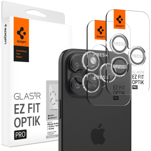 Hurtownia Spigen - 8809896752343 - SPN3207 - Szkło hartowane na aparat Spigen Optik.tr ez Fit Camera Protector Apple iPhone 14 Pro / 14 Pro Max / 15 Pro / 15 Pro Max Crystal Clear [2 PACK] - B2B homescreen