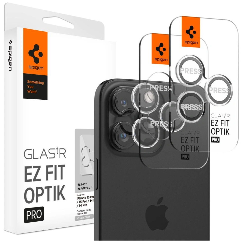Hurtownia GSM - Tvrzené sklo na Spigen Optik.tr ez Fit Camera Protector Apple iPhone 14 Pro / 14 Pro Max / 15 Pro / 15 Pro Max Crystal Clear [2 PACK] - SPN3207 - {ean13} - Hurt
