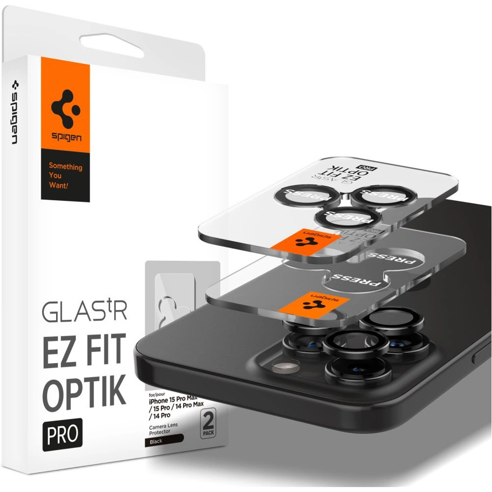 Hurtownia GSM - Sticlă temperată pentru aparat Spigen Optik.tr ez Fit Camera Protector Apple iPhone 14 Pro / 14 Pro Max / 15 Pro / 15 Pro Max Crystal Clear [2 PACK] - SPN3207 - {ean13} - Hurt