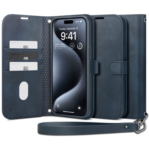 Hurtownia Spigen - 8809896750721 - SPN3210 - Etui Spigen Wallet S Pro Apple iPhone 15 Pro Navy - B2B homescreen
