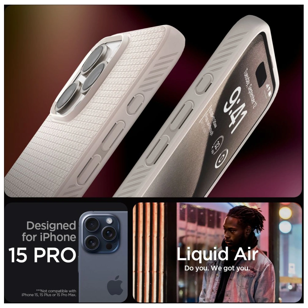 Hurtownia GSM - Etui Spigen Liquid Air Apple iPhone 15 Pro Přírodní Titan - SPN3214 - {ean13} - Hurt