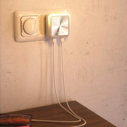 Lampka nocna z czujnikiem zmierzchu BlitzWolf BW-LT14 do kontaktu, 2x USB