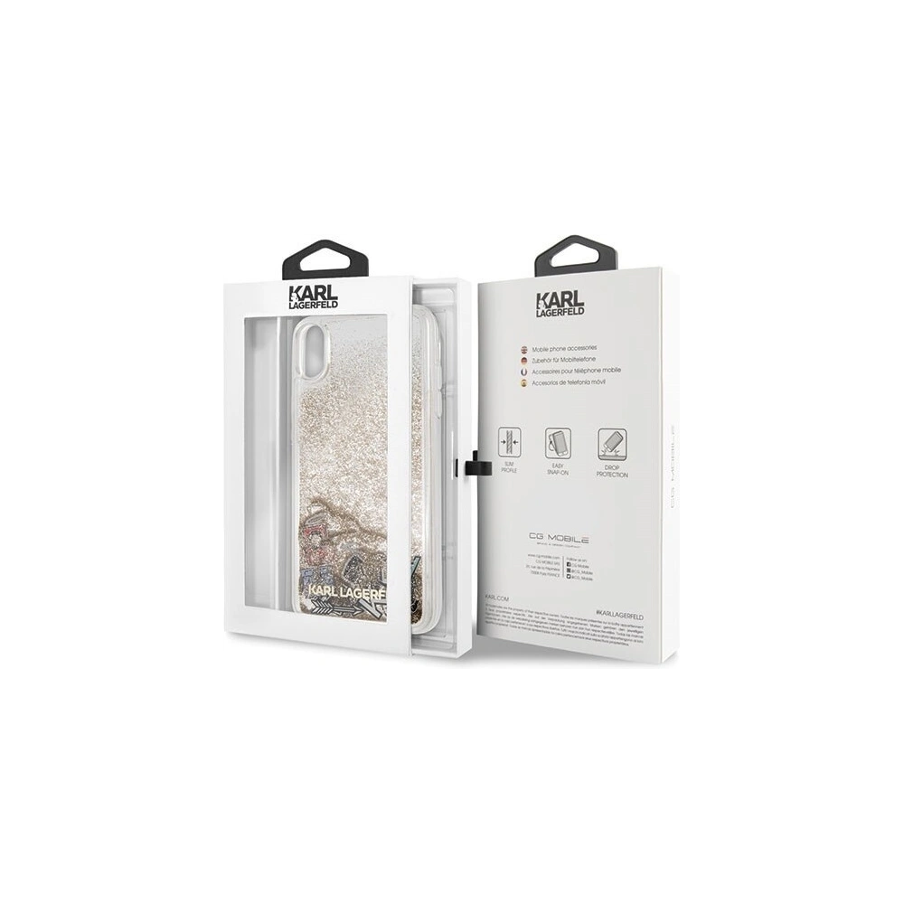Hurtownia GSM - Karl Lagerfeld KLHCI65KSICGO iPhone Xs Max złoty/gold hard case Iconic Liquid Glitter - KLD049GLD - {ean13} - Hurt