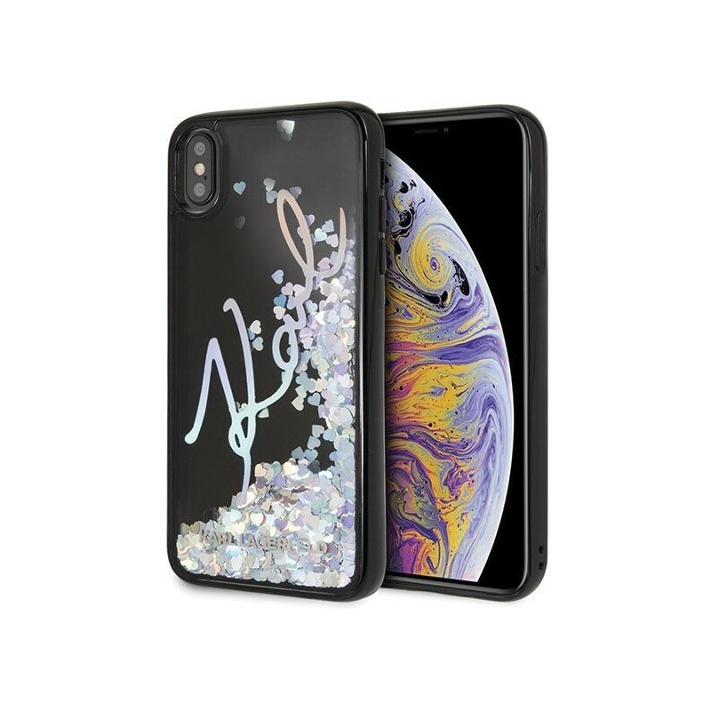 Karl Lagerfeld KLHCI65KSIGMU iPhone Xs Max czarny/black hard case Signature Liquid Glitter Sequins
