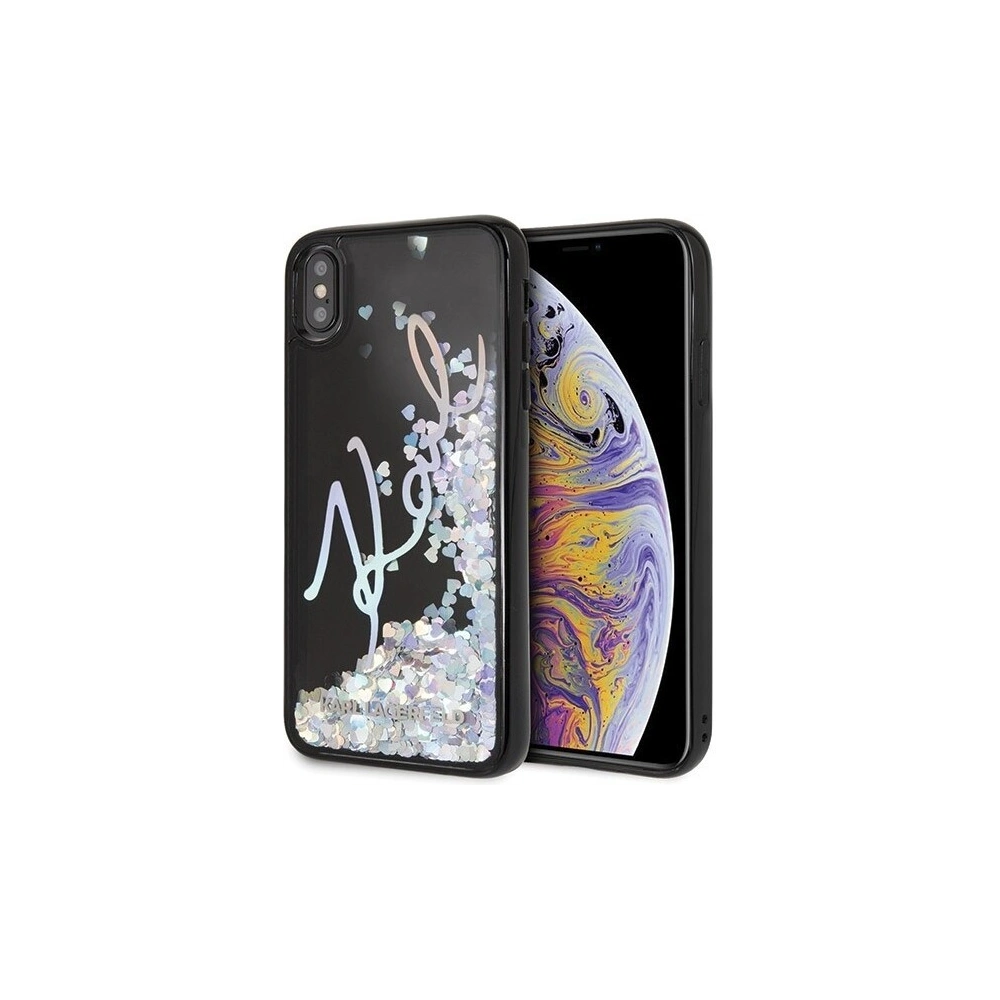 Hurtownia GSM - Karl Lagerfeld KLHCI65KSIGMU iPhone Xs Max czarny/black hard case Signature Liquid Glitter Sequins - KLD050BLK - {ean13} - Hurt