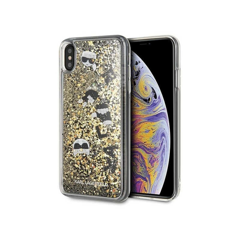 Karl Lagerfeld Distributor - 3700740444627 - KLD053BLKGLD - Karl Lagerfeld KLHCI65ROGO iPhone Xs Max black & gold hard case Glitter - B2B homescreen