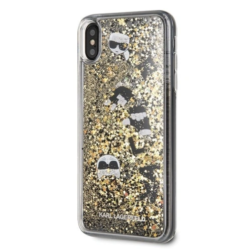 Karl Lagerfeld KLHCI65ROGO iPhone Xs Max czarno-złoty/black & gold hard case Glitter