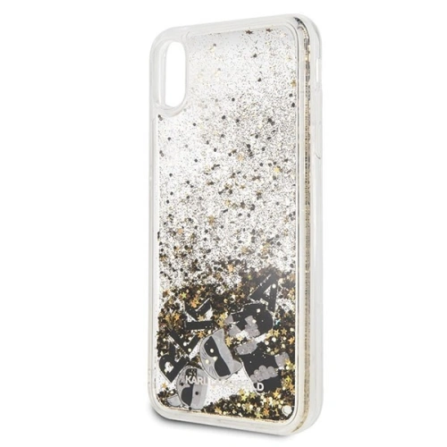 Karl Lagerfeld KLHCI65ROGO iPhone Xs Max czarno-złoty/black & gold hard case Glitter