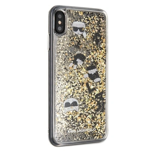 Karl Lagerfeld KLHCI65ROGO iPhone Xs Max czarno-złoty/black & gold hard case Glitter