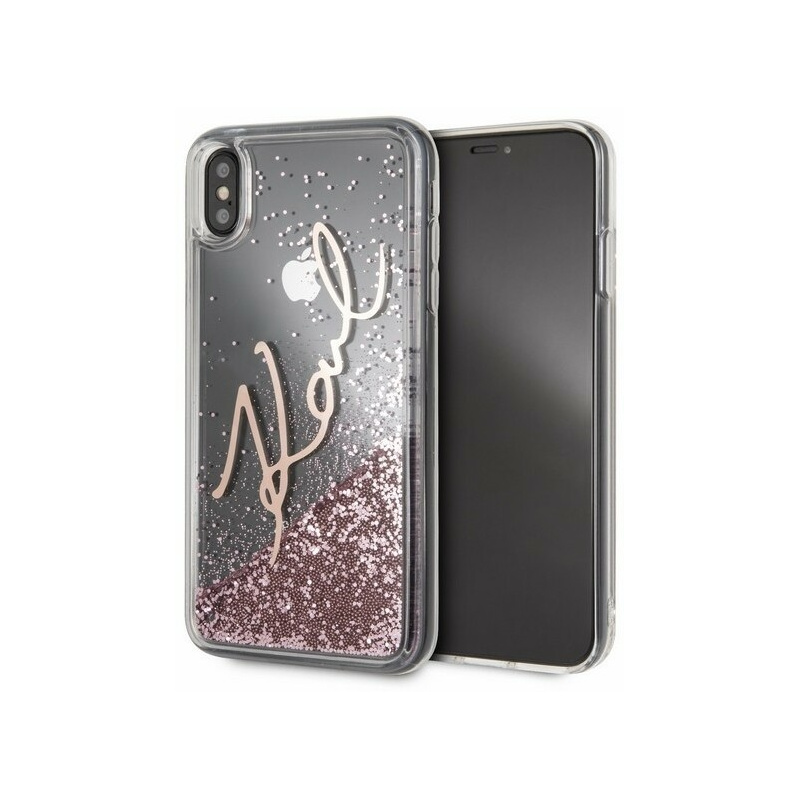 Karl Lagerfeld Distributor - 3700740435632 - KLD054RS - Karl Lagerfeld KLHCI65SGPI iPhone Xs Max pink gold hard case Signature Liquid Glitter - B2B homescreen
