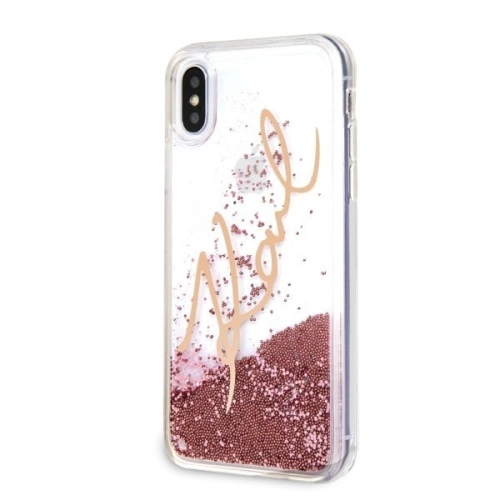 Karl Lagerfeld KLHCI65SGPI iPhone Xs Max różowo-złoty/pink gold hard case Signature Liquid Glitter