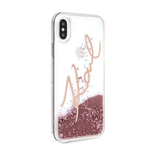 Karl Lagerfeld KLHCI65SGPI iPhone Xs Max różowo-złoty/pink gold hard case Signature Liquid Glitter