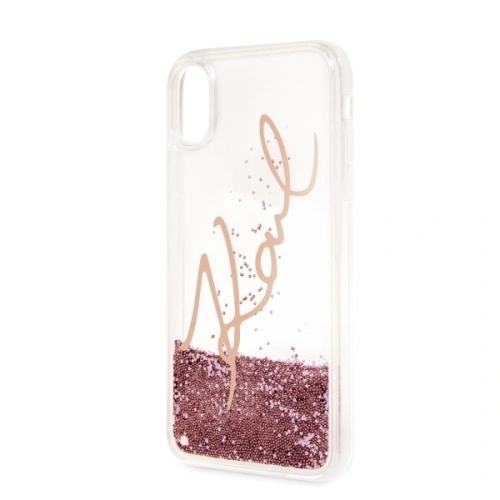 Karl Lagerfeld KLHCI65SGPI iPhone Xs Max różowo-złoty/pink gold hard case Signature Liquid Glitter