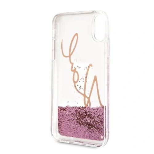 Karl Lagerfeld KLHCI65SGPI iPhone Xs Max różowo-złoty/pink gold hard case Signature Liquid Glitter