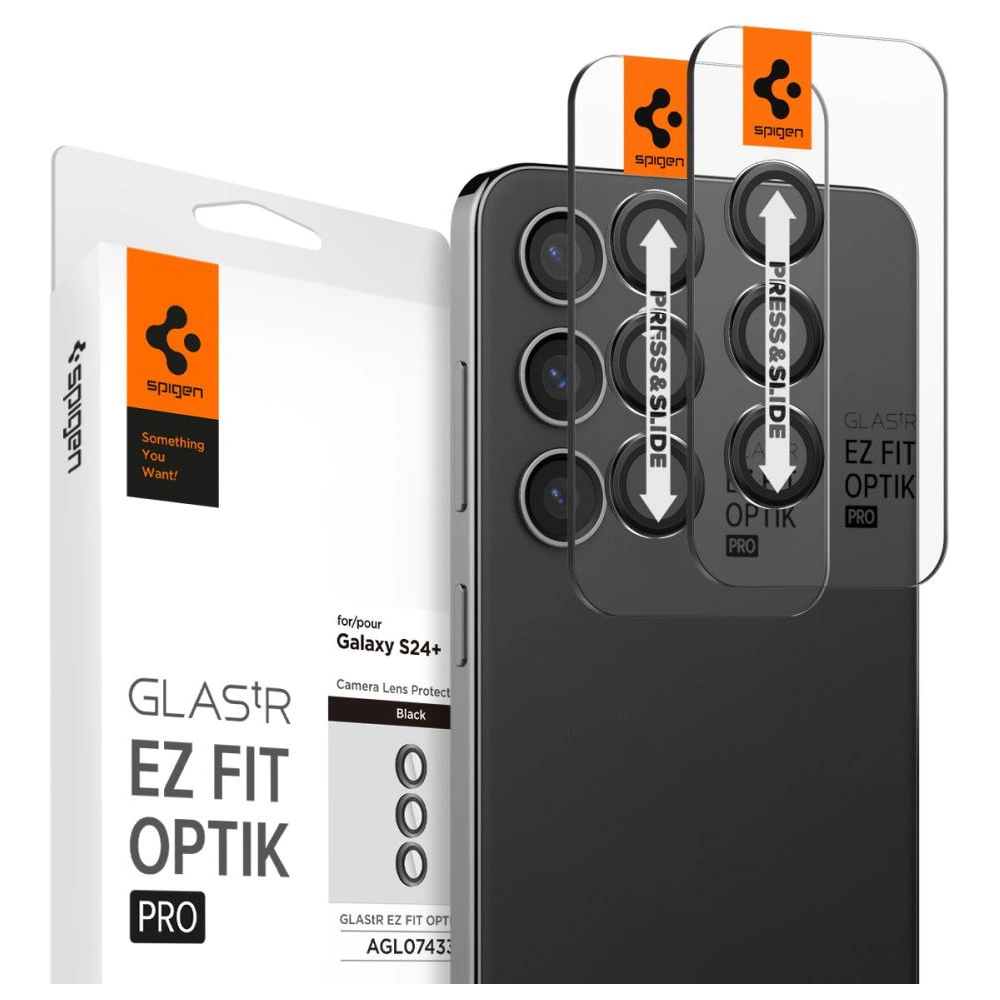 Hurtownia GSM - Gehärtetes Glas für die Spigen Optik.tr ez Fit Kamera Schutz Samsung Galaxy S24+ Plus Schwarz [2 PACK] - SPN3265 - {ean13} - Hurt