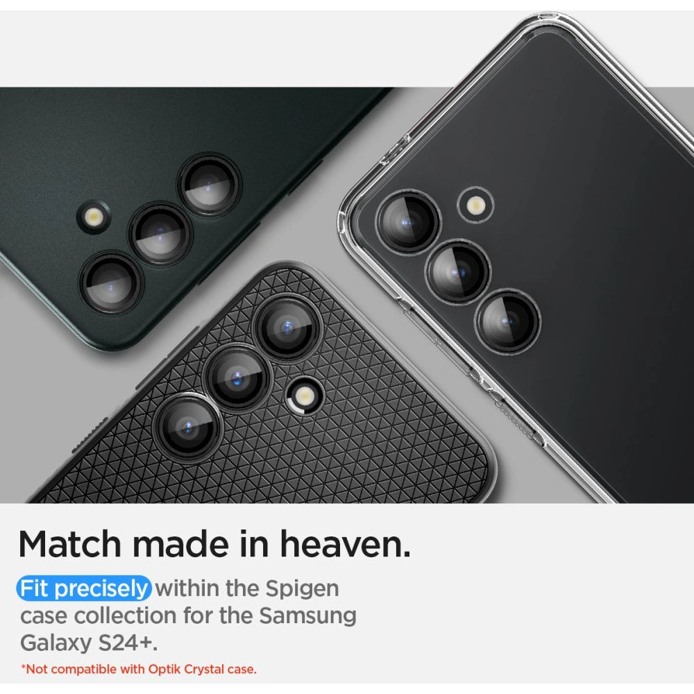 Hurtownia GSM - Gehärtetes Glas für die Spigen Optik.tr ez Fit Kamera Schutz Samsung Galaxy S24+ Plus Schwarz [2 PACK] - SPN3265 - {ean13} - Hurt