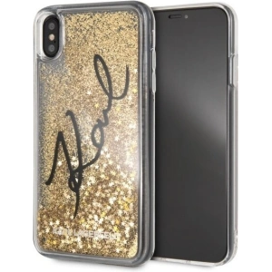 Hurtownia GSM - Karl Lagerfeld KLHCI65TRKSIGGO iPhone Xs Max gold/hartes Gehäuse Signature Liquid Glitter Stars - KLD059GLD - {ean13} - Hurt