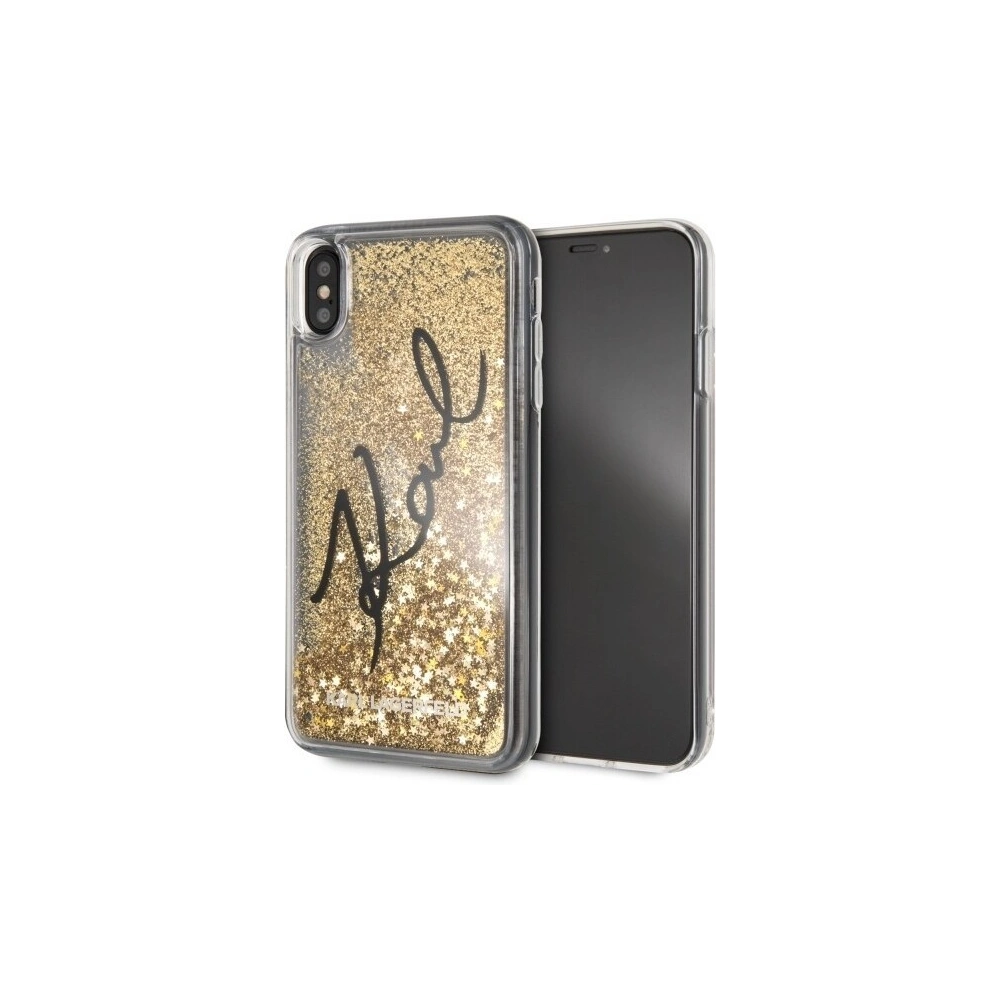 Hurtownia GSM - Karl Lagerfeld KLHCI65TRKSIGGO iPhone Xs Max złoty/gold hard case Signature Liquid Glitter Stars - KLD059GLD - {ean13} - Hurt