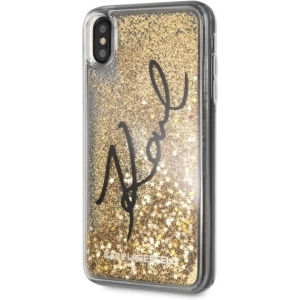 Hurtownia GSM - Karl Lagerfeld KLHCI65TRKSIGGO iPhone Xs Max gold/hartes Gehäuse Signature Liquid Glitter Stars - KLD059GLD - {ean13} - Hurt