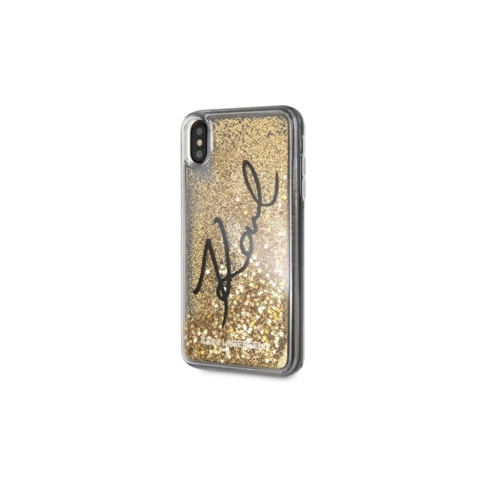 Hurtownia GSM - Karl Lagerfeld KLHCI65TRKSIGGO iPhone Xs Max złoty/gold hard case Signature Liquid Glitter Stars - KLD059GLD - {ean13} - Hurt