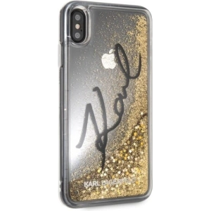 Hurtownia GSM - Karl Lagerfeld KLHCI65TRKSIGGO iPhone Xs Max gold/hartes Gehäuse Signature Liquid Glitter Stars - KLD059GLD - {ean13} - Hurt